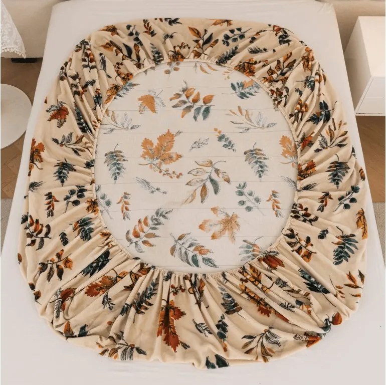Cearsaf Cocolino microplus cu elastic AUTUMNA 90x200 cm crem