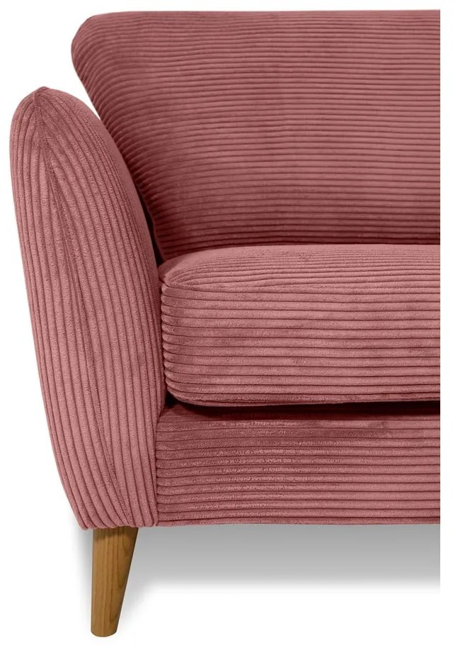 Canapea roz cu tapițerie din catifea reiată 206 cm Paris – Scandic