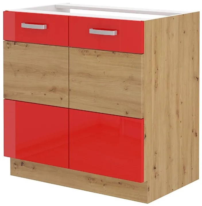 Dulap pentru alimente Arryn 60 LO-210 2F (stejar artisan + roșu lucios). 1024819