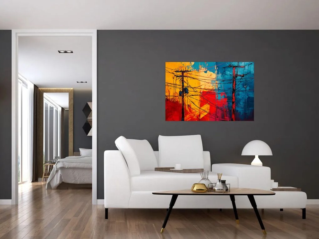 Tablou - Linii electrice abstracte (90x60 cm)