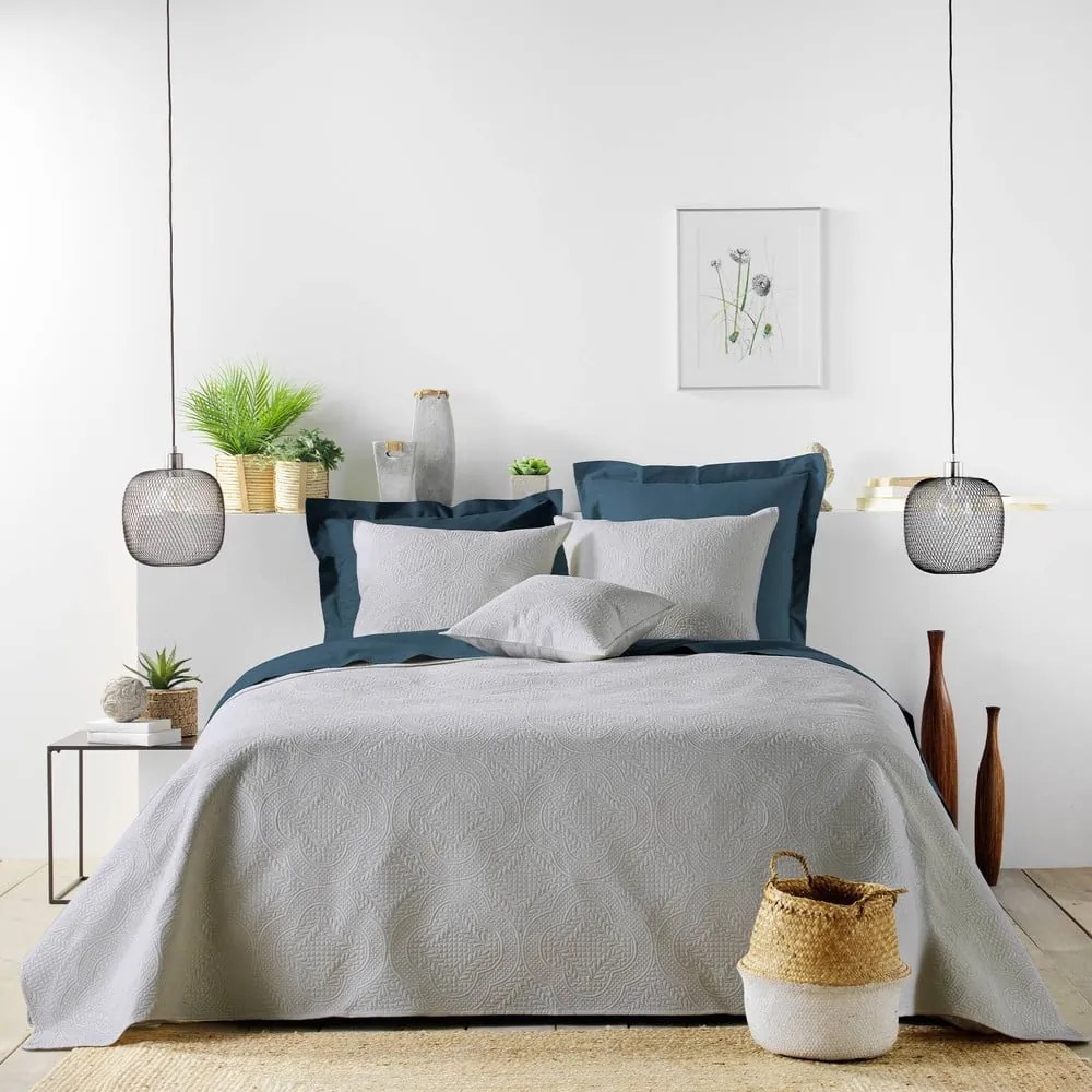 Set cuvertură și față de pernă gri din microfibră 240x260 cm Romane – douceur d'intérieur