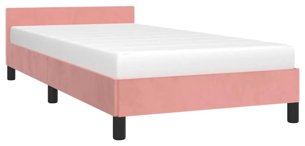 Cadru de pat cu tablie, roz, 100x200 cm, catifea Roz, 100 x 200 cm