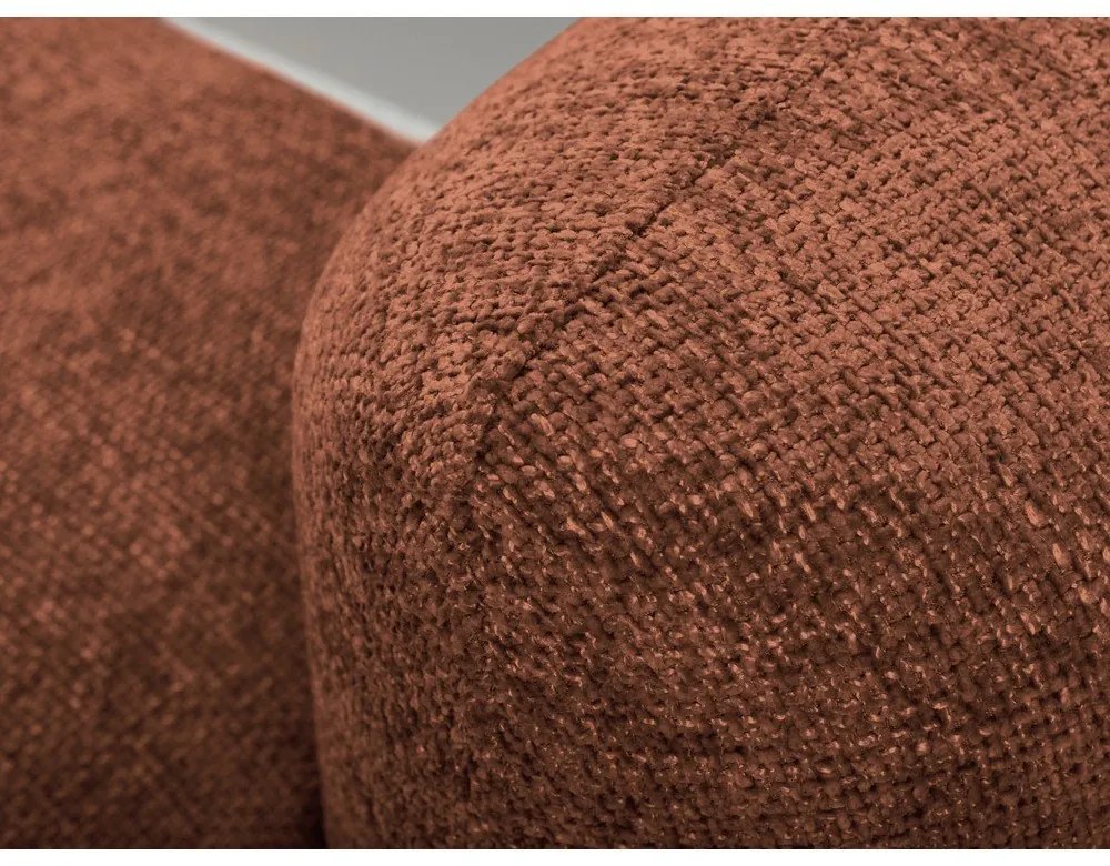 Colțar teracotă extensibil/cu spațiu de depozitare cu tapițerie din chenille (cu colț pe partea stângă/cu șezlong) Mele – Makamii