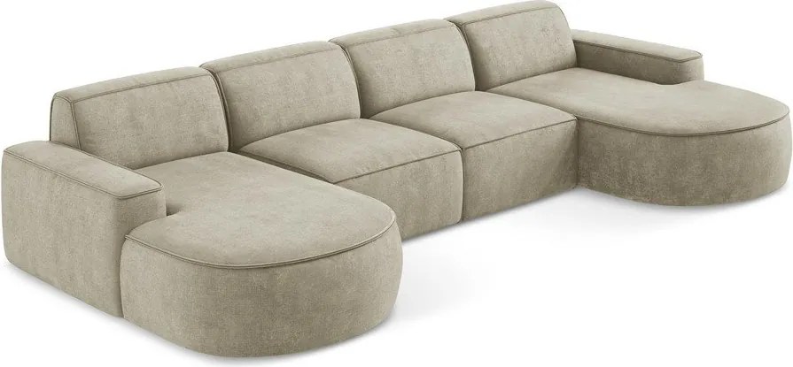 Colțar bej cu tapițerie din chenille (în formă de "U") Omao – Makamii