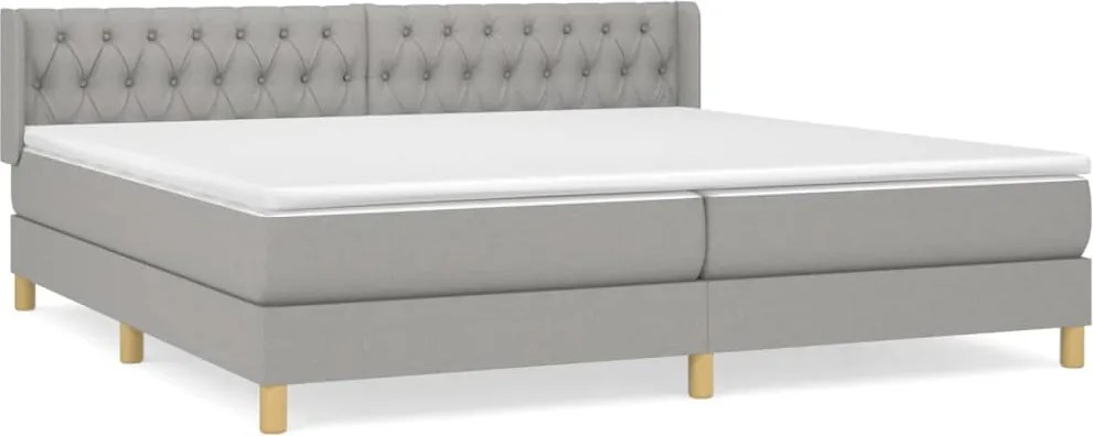 vidaXL Pat box spring cu saltea, gri deschis, 200x200 cm, textil