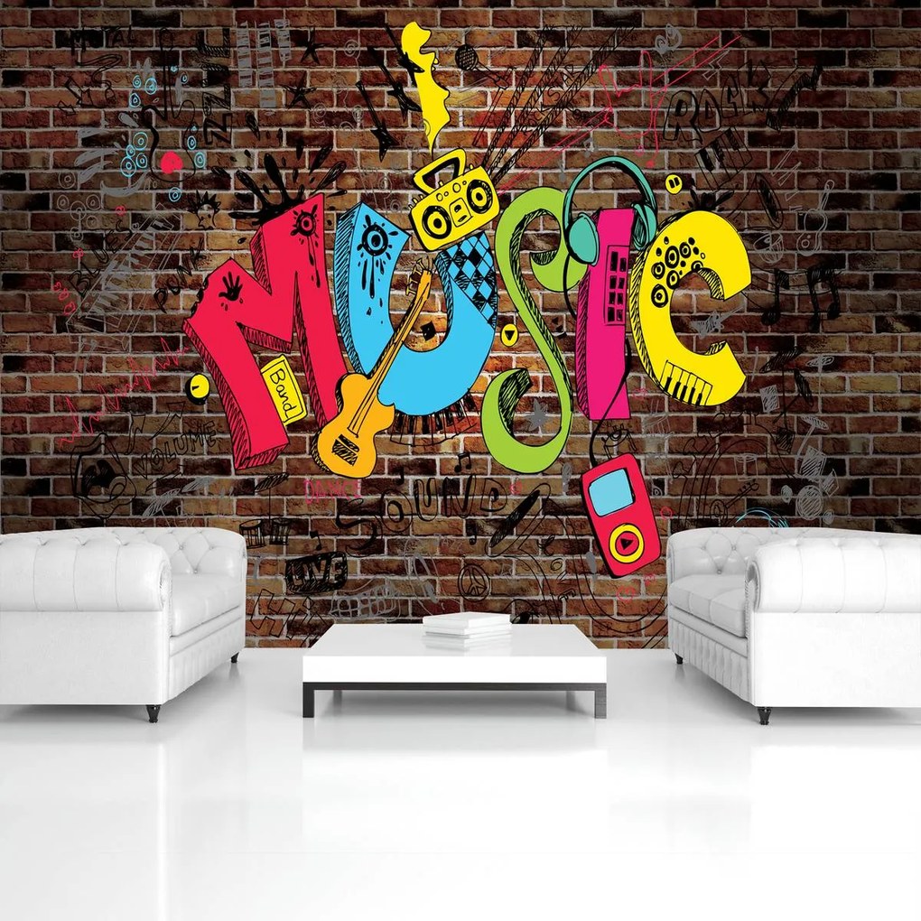 Fototapet - Graffiti - muzica (254x184 cm)