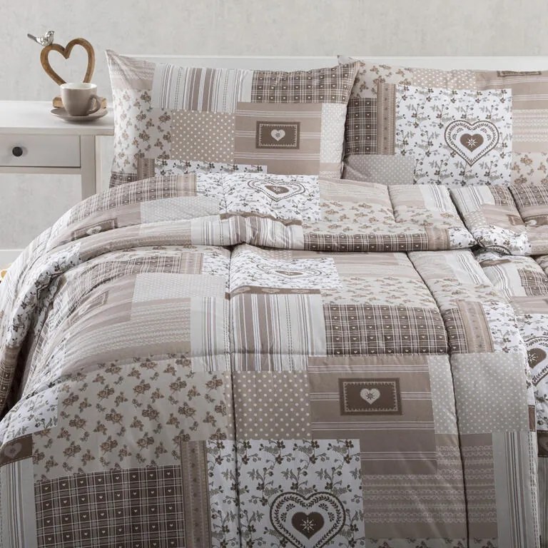 Set de vară pernă şi pilotă PATCHWORK bej