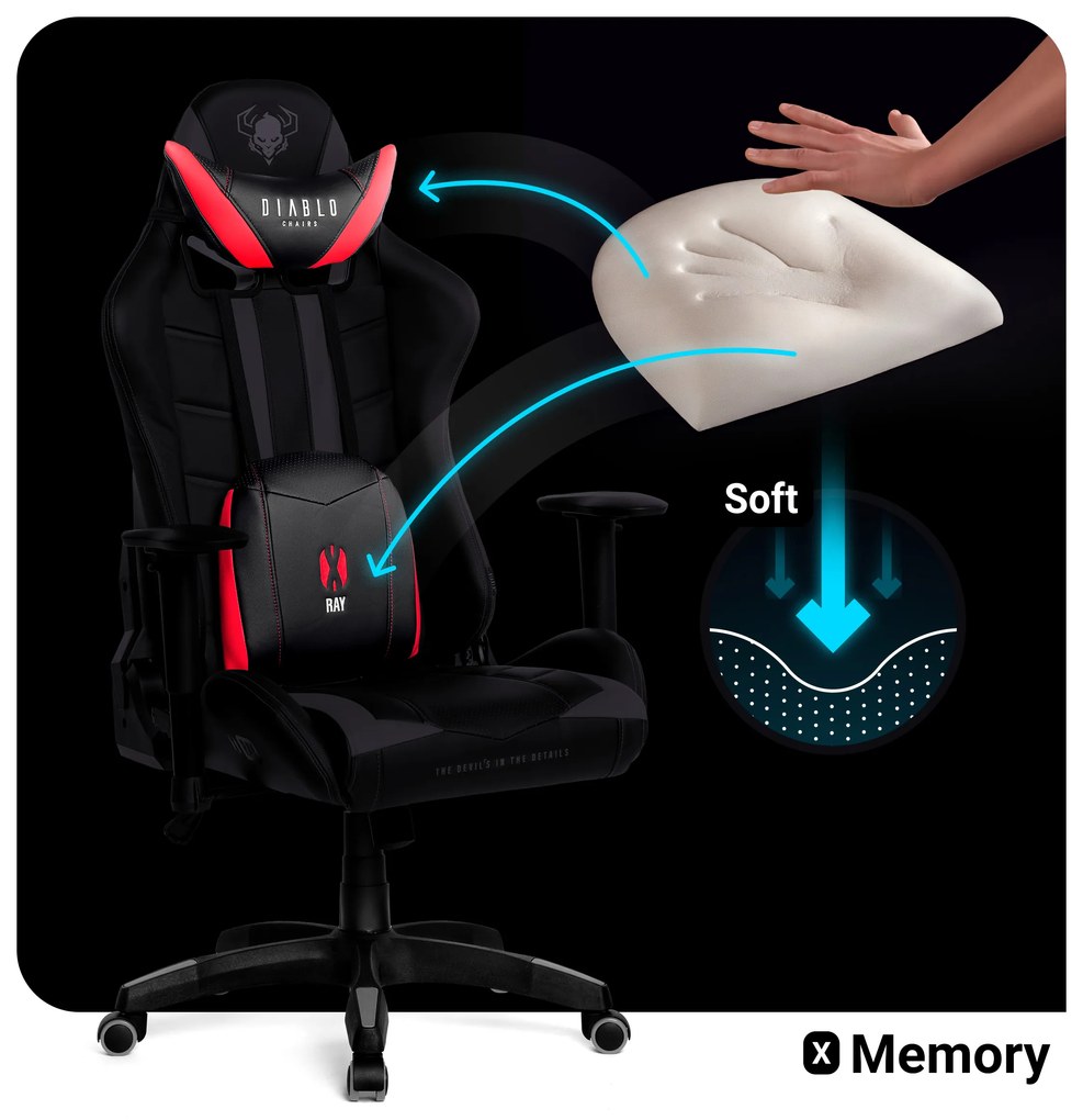 Scaun pentru copii Diablo X-Ray Kids Size: negru-roșu Diablochairs