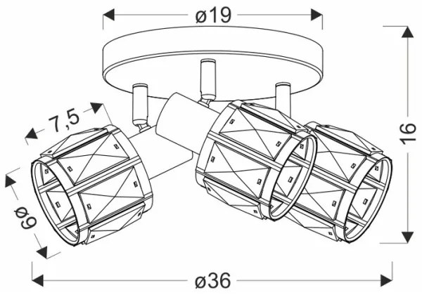 Spot DUBAI 3xE14/40W/230V d. 36 cm negru/auriu