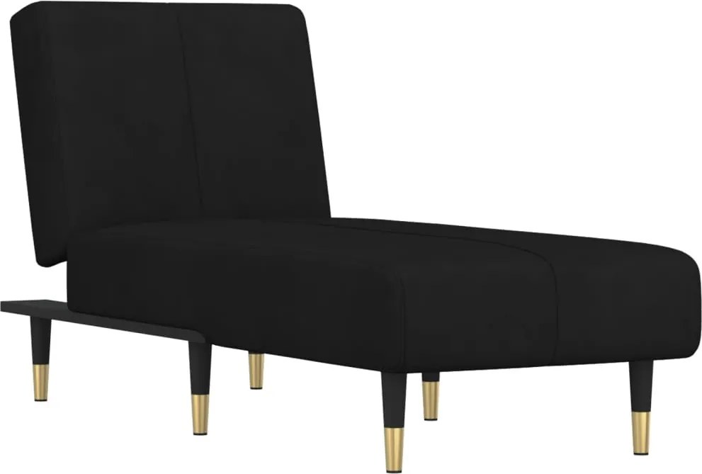 vidaXL Șezlong, negru, catifea