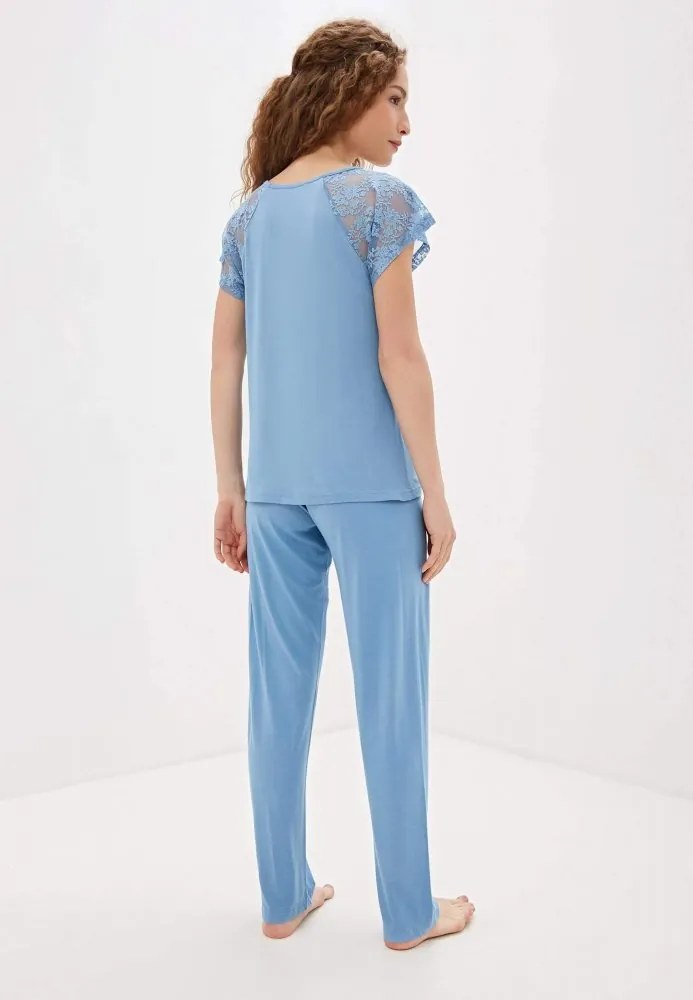 Pijamale femei SUSANA din bambus XL Albastru deschis / Light blue