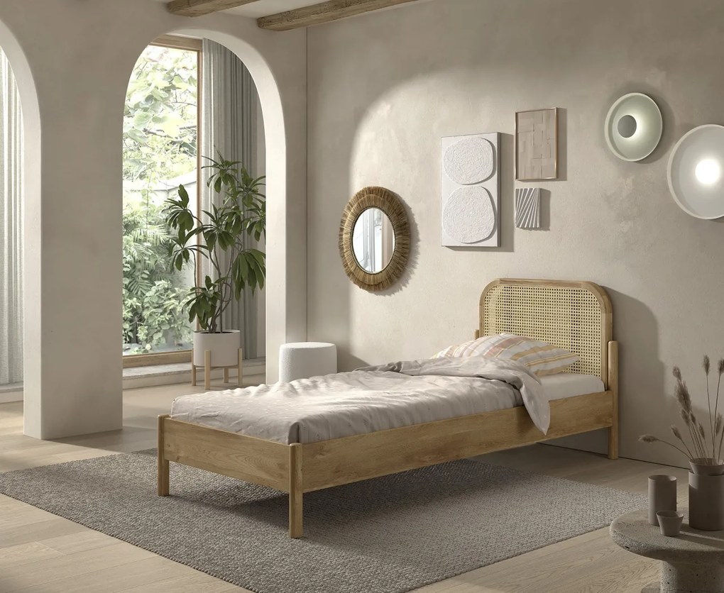 Pat copii pentru camera copil OLIVE 90 X 200 CM STEJAR RATTAN