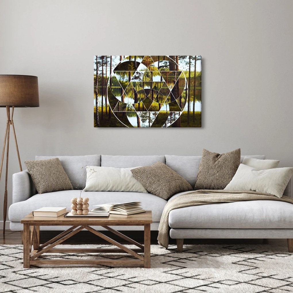Tablou - Colaj geometric pe fundalul pădurilor nordice (90x60 cm)