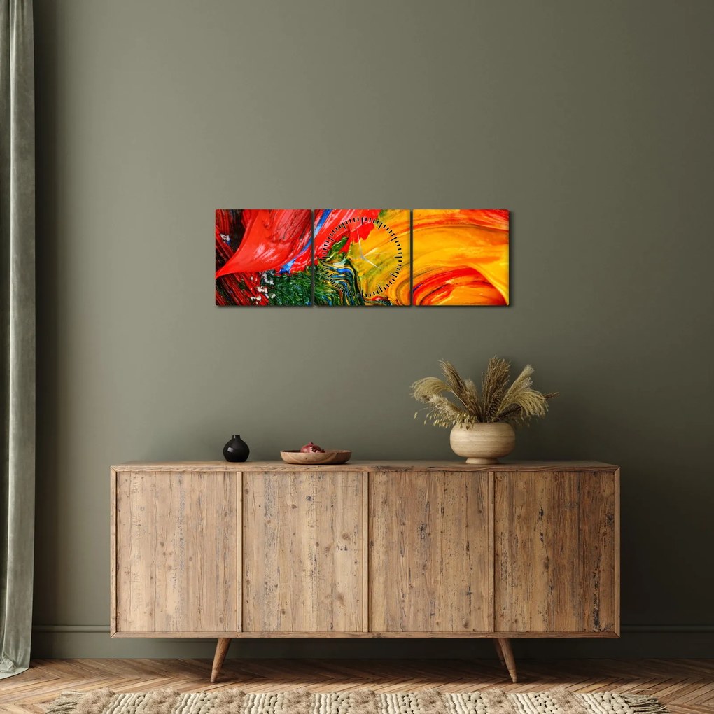 Tablou - Abstractizare albăstrire cu o perie (cu ceas) (90x30 cm)