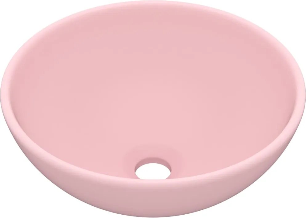 vidaXL Chiuvetă baie lux, roz mat, 32,5x14 cm, ceramică, rotund