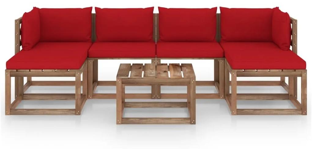 Set mobilier de gradina cu perne, 7 piese, lemn de pin tratat