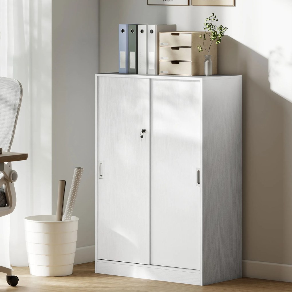 Vinsetto Dulap Birou cu 3 Rafturi și 2 Chei de Siguranță, 80x40x120 cm, Alb | Aosom Romania