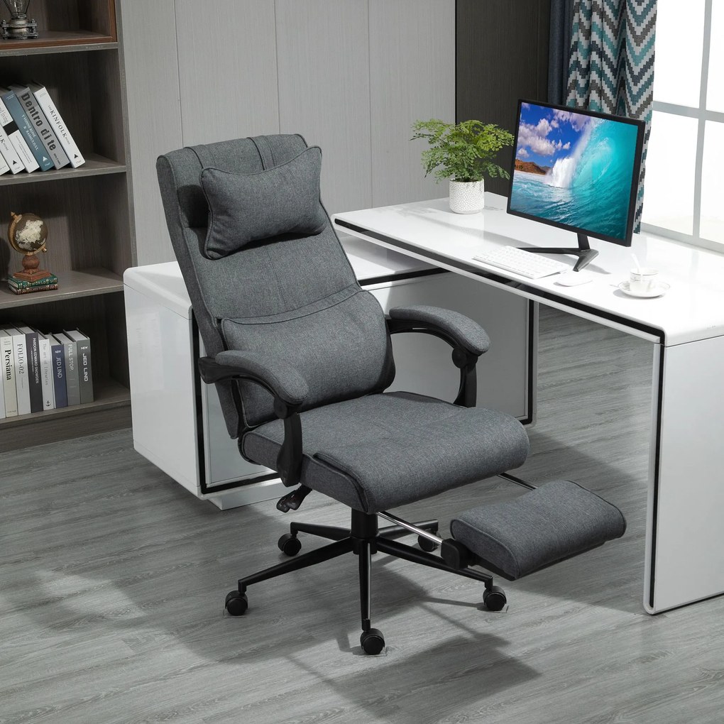 Vinsetto Scaun Ergonomic de Birou Reglabil pe Înălțime Tesatura Gri | Aosom Romania