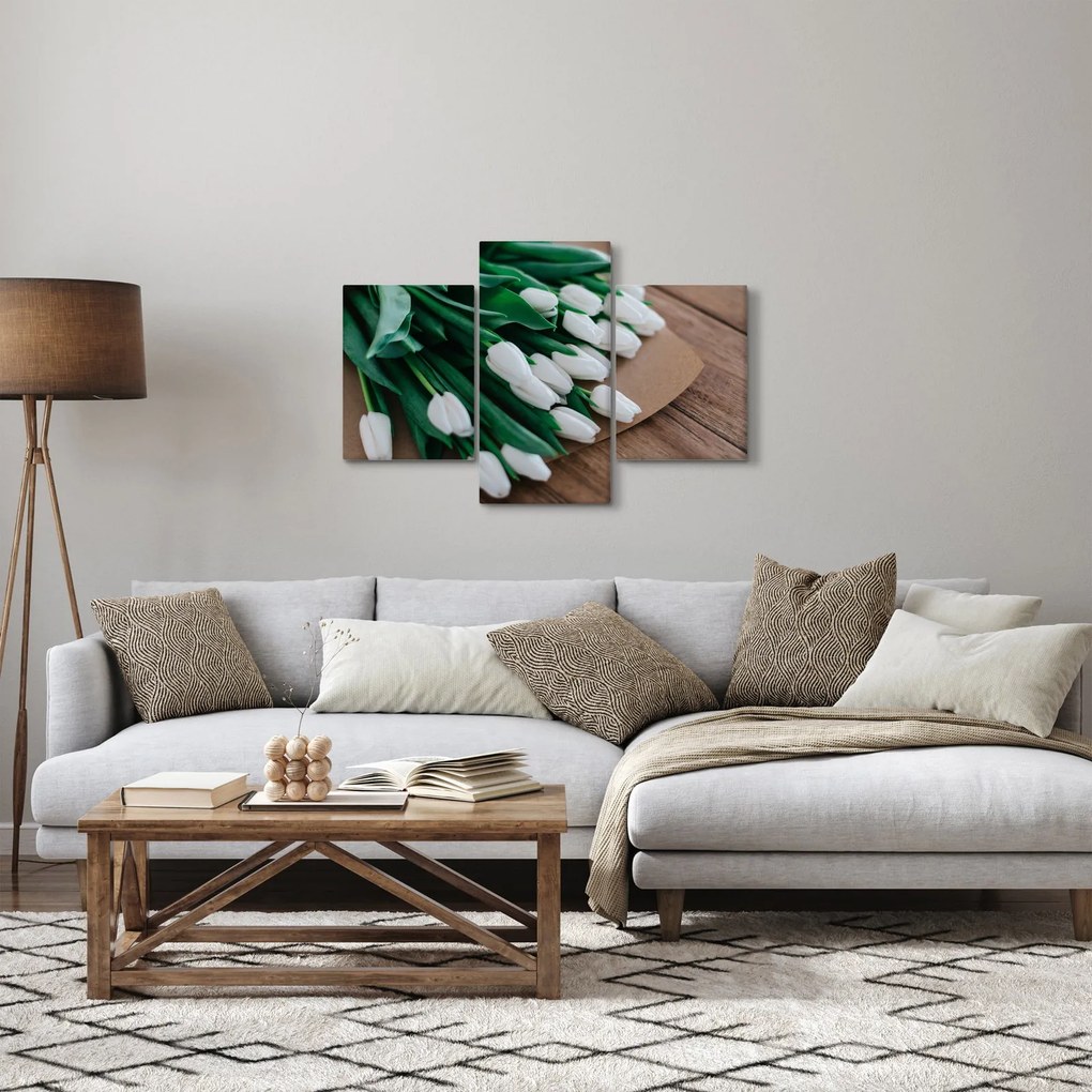 Tablou cu buchet de lalele albe (90x60 cm)