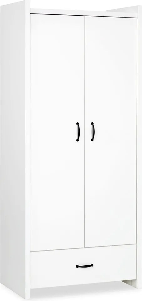 Dulap lemn masiv alb Amelie /Stejar, 84 × 190 × 50 cm - Stejar deschis