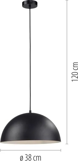 Schöner Wohnen 11728-18 - Lampă suspendată ALI pe cablu, 1xE27/25W/230V, Ø 38 cm, negru