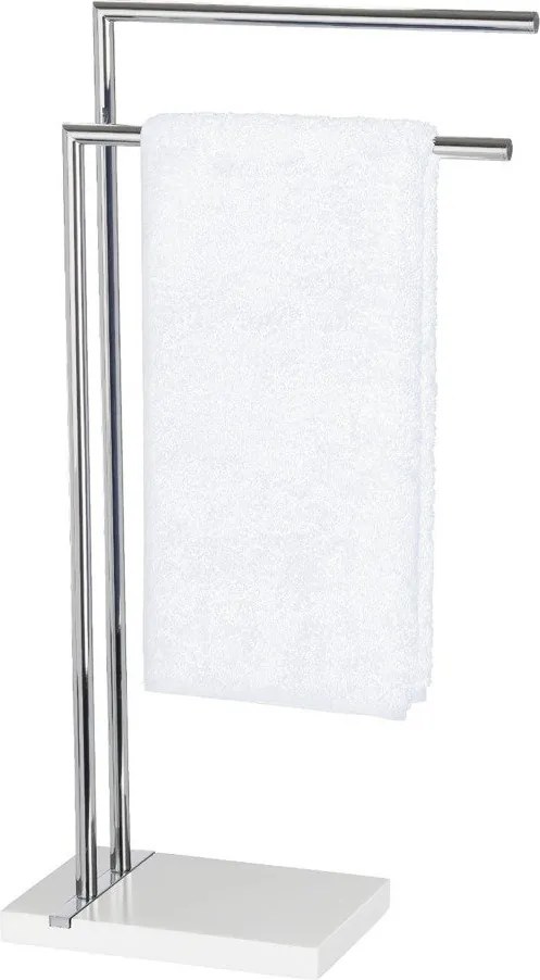 Suport pentru prosoape NOBLE WHITE - cu 2 brațe, cromat, WENKO, alb