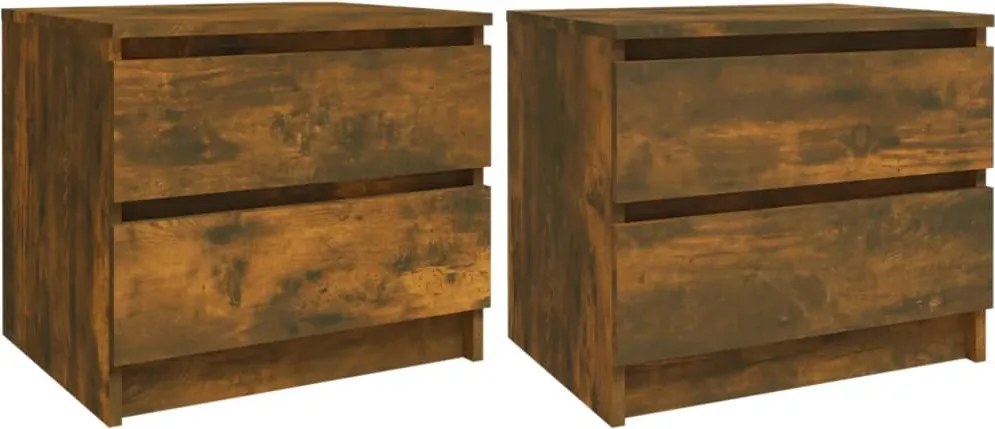 vidaXL Noptiere, 2 buc., stejar fumuriu, 50x39x43,5 cm, lemn prelucrat