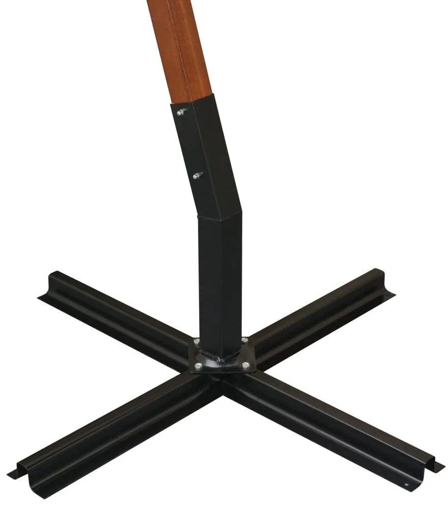 Umbrela suspendata cu stalp, negru, 3,5x2,9 m, lemn masiv brad Negru, 3.5 x 2.9 m