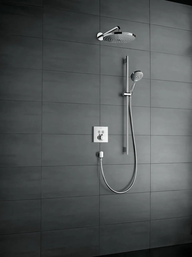 Baterie dus termostatata Hansgrohe Shower Select cu montaj incastrat si 2 iesiri, alb mat - 15763700