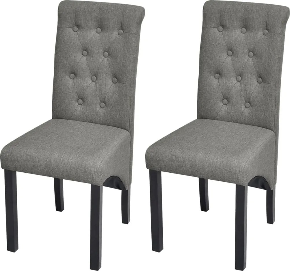 vidaXL Scaune de bucătărie, 2 buc., gri deschis, material textil