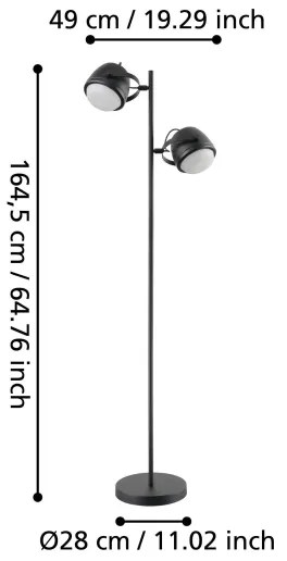 Lampadar Eglo 390048 UPANEMA 2xE27/28W/230V negru
