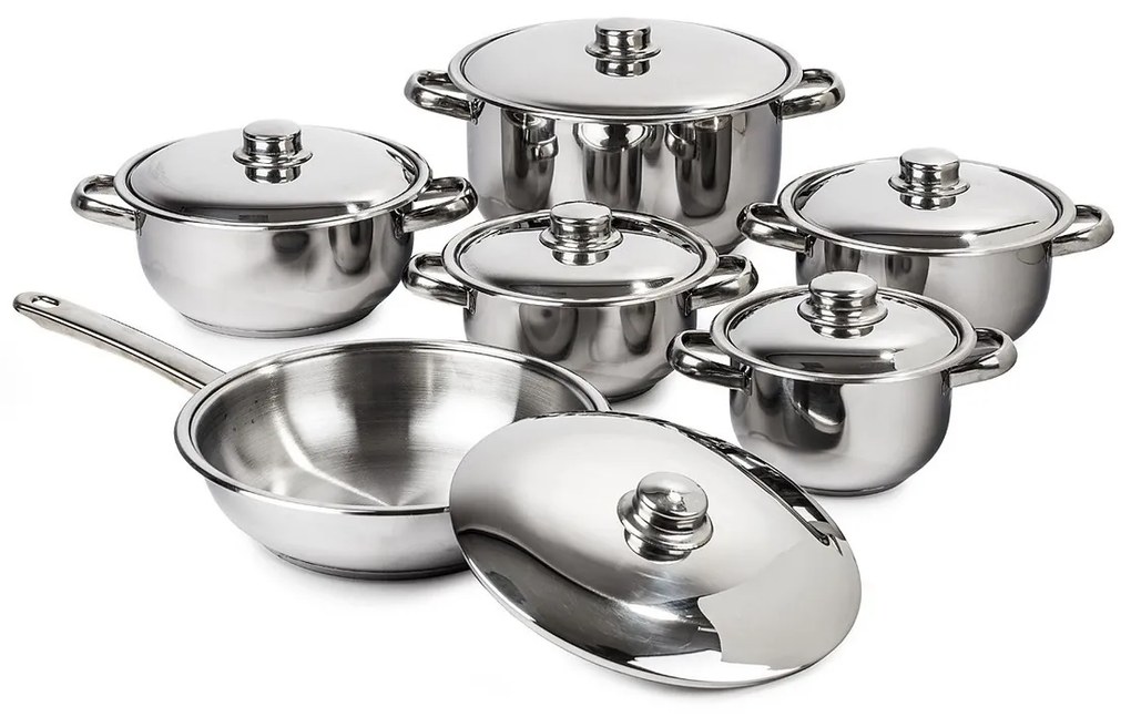 Set oale inox cu capac inox 4Home Destiny, 12 piese