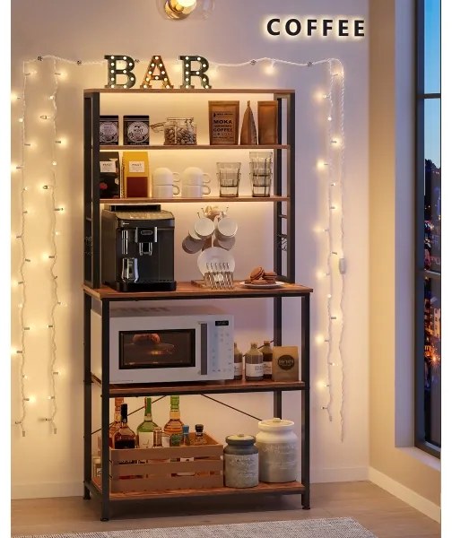 Etajeră pentru bucătărie MARGE, maro/negru