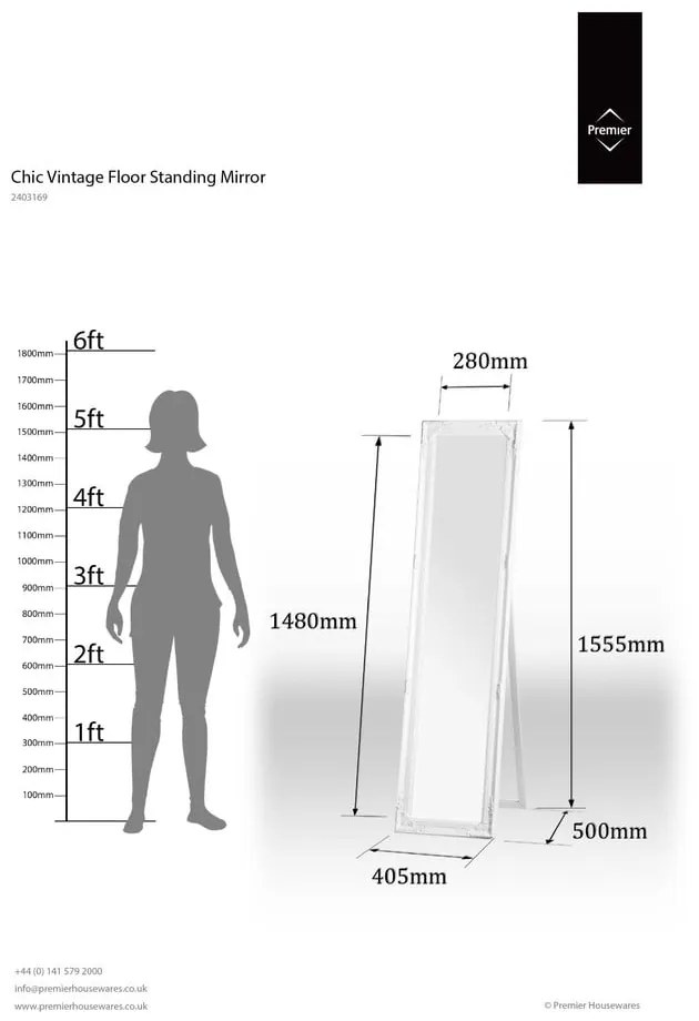Oglindă de podea 40x160 cm Chic – Premier Housewares