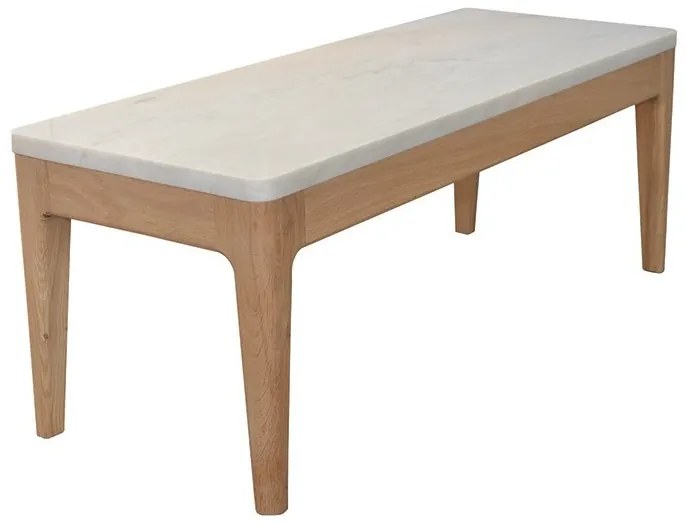 Masuta de cafea, natur, din lemn de stejar si marmura, 90 cm,aspect rustic, Ernest