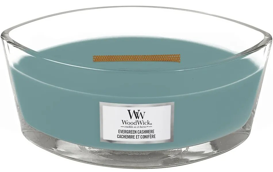 Lumânare parfumată WoodWick Evergreen Cashmere, 453 g