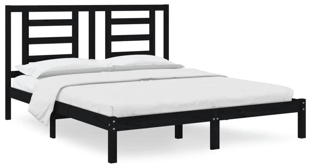 3104362 vidaXL Cadru de pat, negru, 160x200 cm, lemn masiv de pin