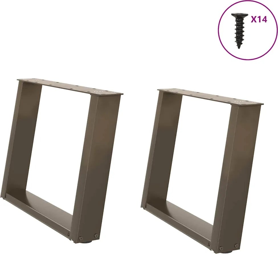 vidaXL Picioare pentru măsuță de cafea în formă de U, 2 buc., oțel natural, 60 x (42-43) cm