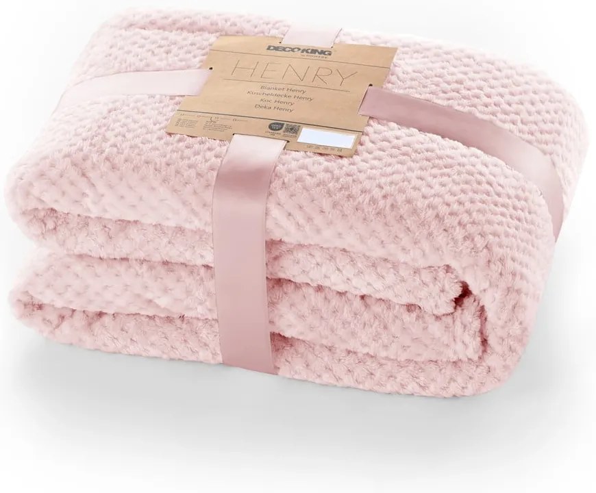 Pătură din microfibră DecoKing Henry, 220 x 240 cm, roz pudră
