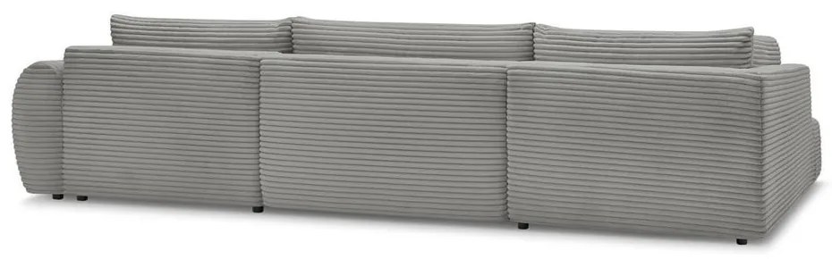 Colțar gri închis extensibil/cu spațiu de depozitare cu tapițerie din catifea reiată (cu colț pe partea stângă/în formă de "U") Lucien – Bobochic Paris