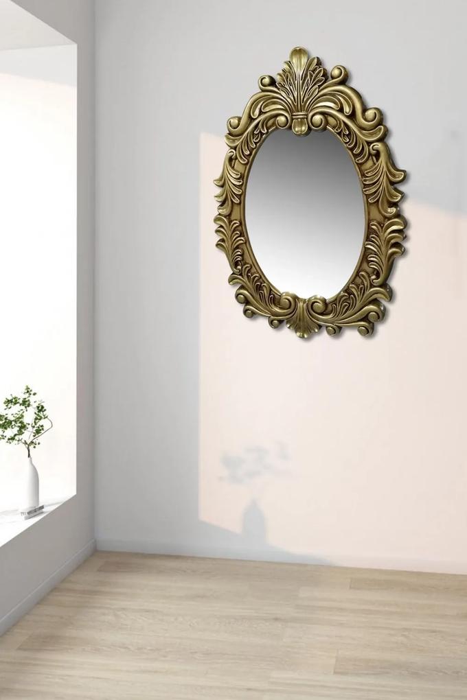 Oglindă decorativa de perete, cu ramă auriu antic, 63x93 cm