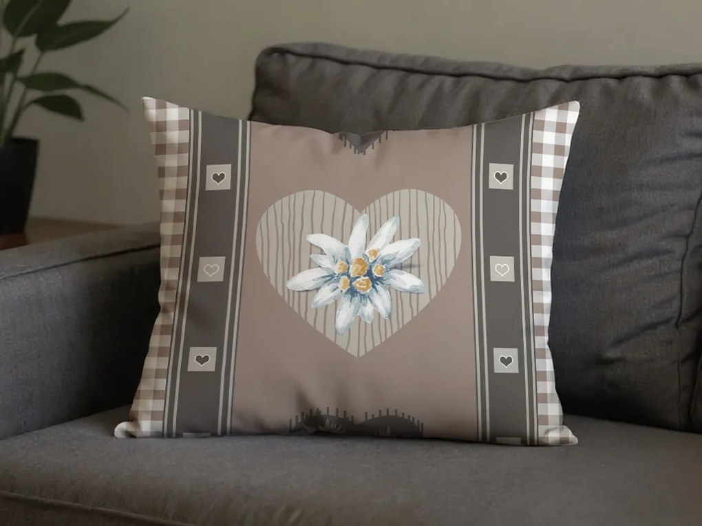 Fata de perna din amestec de bumbac HEART RETRO POLY 50x70 cm, maro