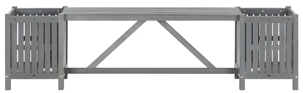 311823 vidaXL Bancă de grădină cu 2 jardiniere, 150 cm, gri, lemn de acacia