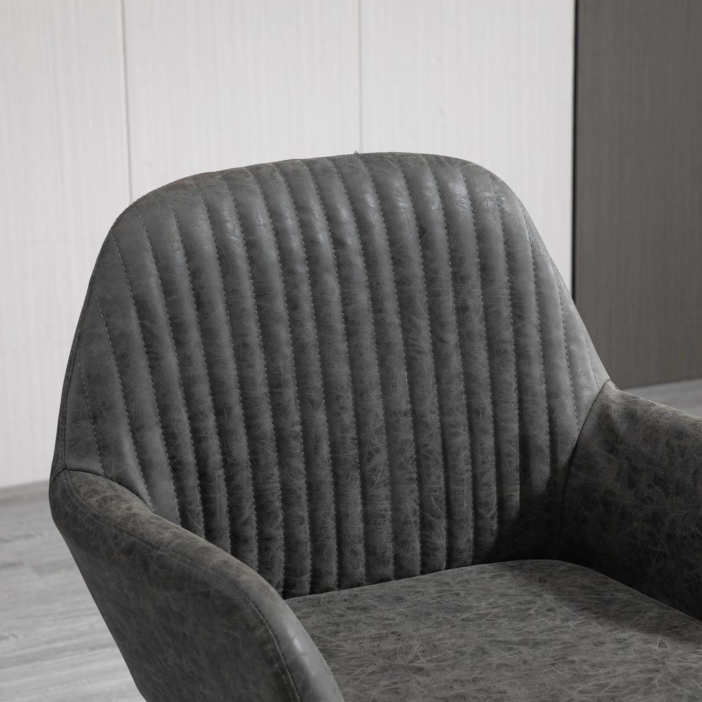 Set 2 scaune moderne tapitate pentru sufragerie, bucatarie sau camera de zi, imitatie piele gri 60x56.5x85cm HOMCOM | Aosom RO