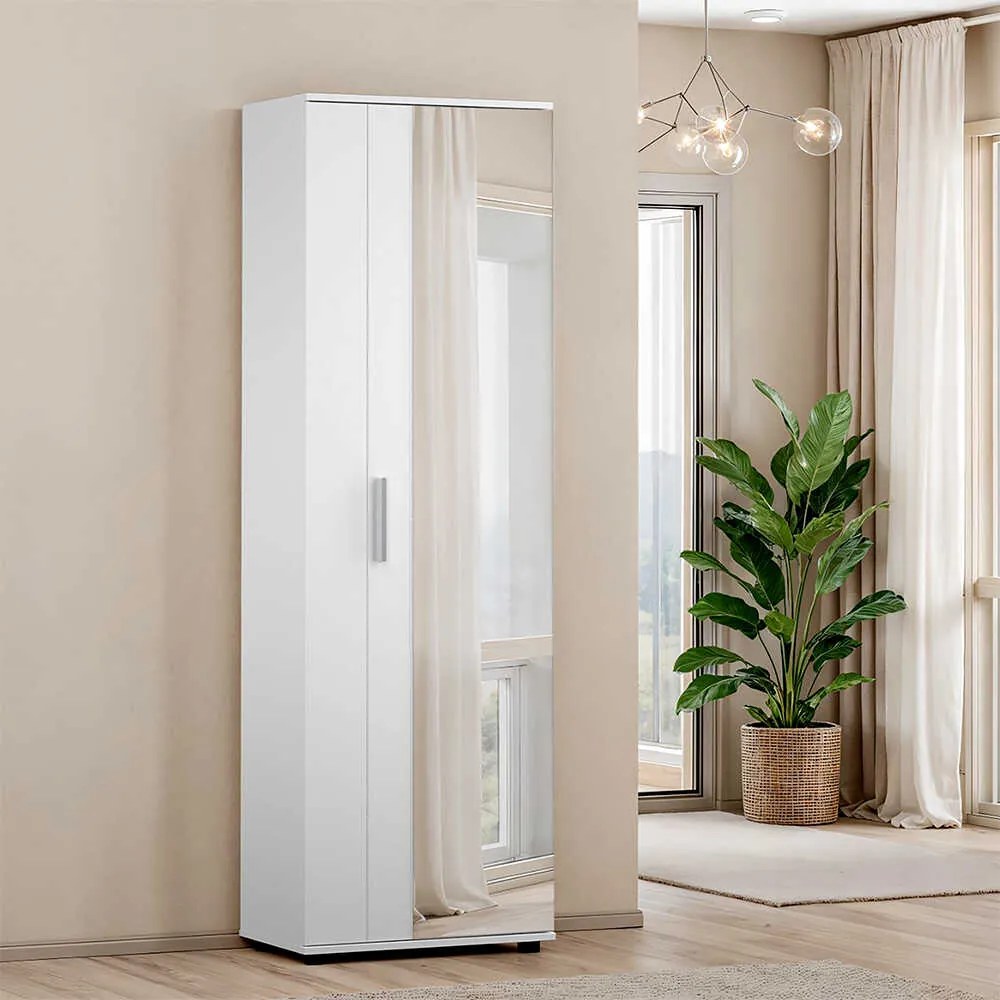 Pantofar Adore Porto, 2 usi reversibile cu oglinda, 10 rafturi, capacitate 28 perechi , 60 x 187 x 36 cm