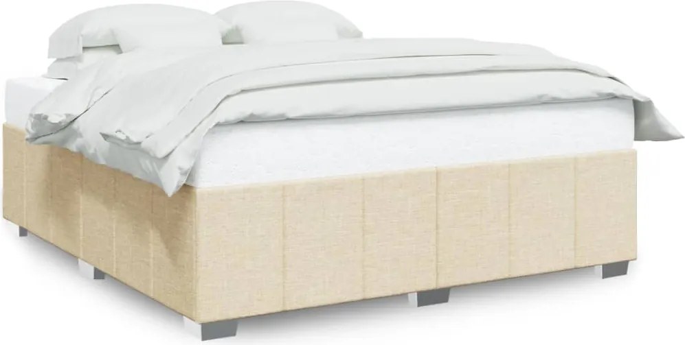 vidaXL Cadru de pat fără saltea, crem, 180x200 cm, textil