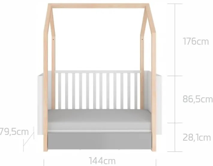 Pat copii casuta Pinette 70x140 cm