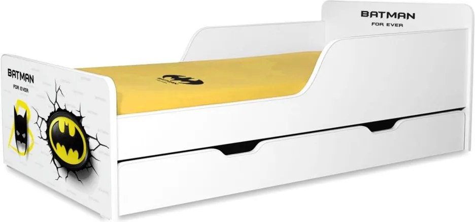 Pat copii Batman 2-12 ani cu sertar si saltea cadou