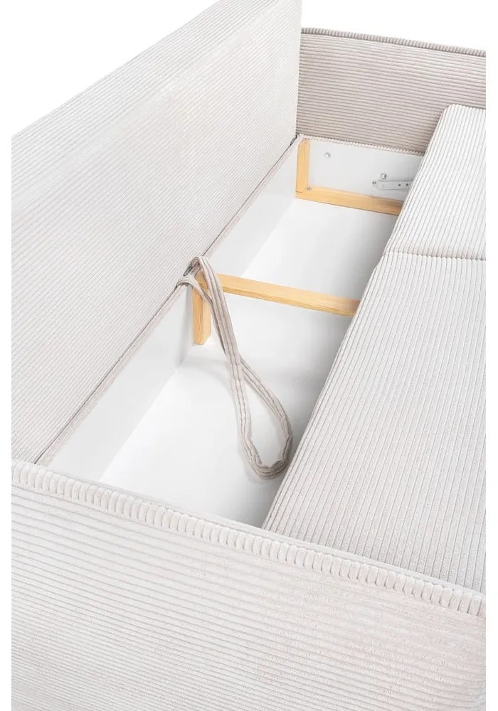 Canapea bej extensibilă cu tapițerie din catifea reiată 218 cm Tori – Bonami Selection