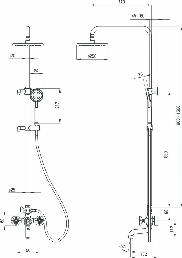 Temisto set de dus cu pipa pentru cada finisaj crom NAC01QT